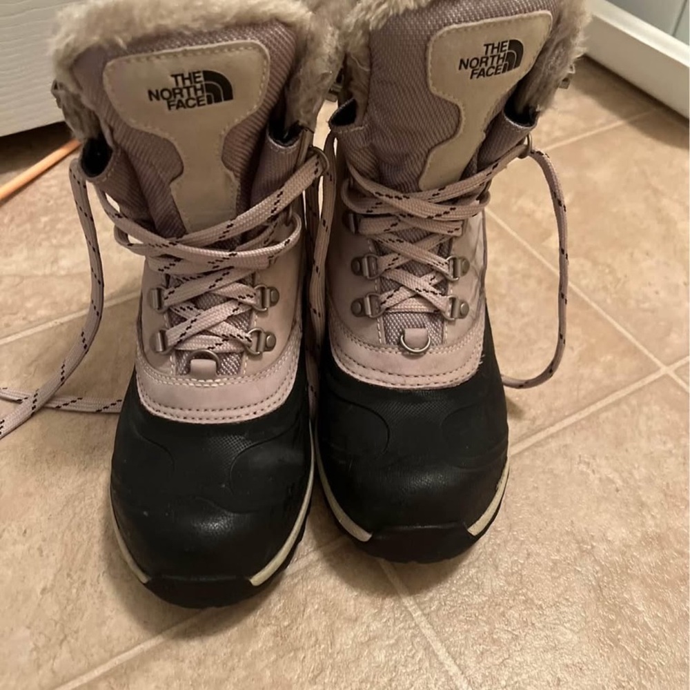 The North Face Beige and Black Winter Boots